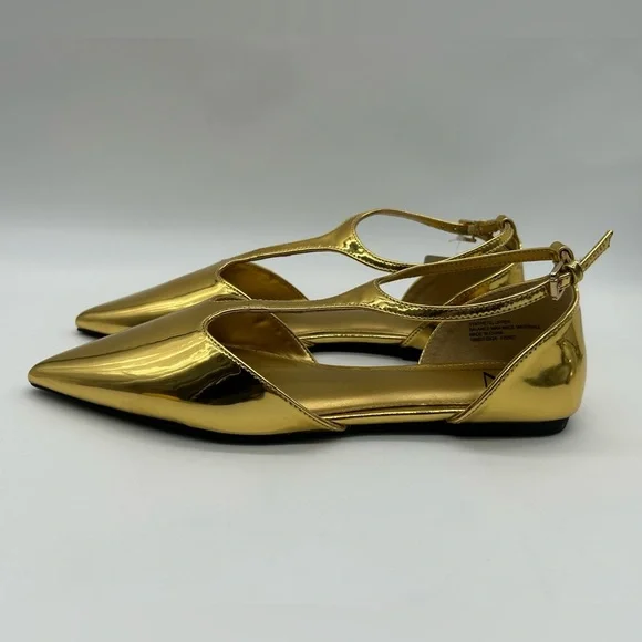 Worthington Kendie Metallic Gold Pointed Toe Women’s Flats Size 6M New with Tag - Picture 4 of 9